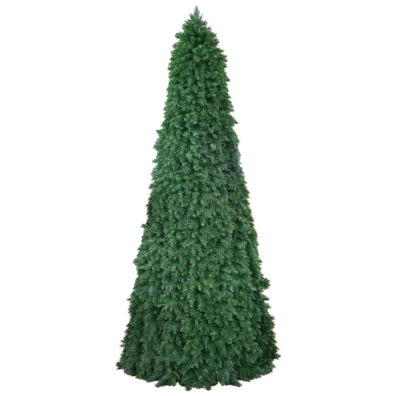 Pre-Lit Pencil Pine Artificial Christmas Tree 15' Multi-Color Lights - over-10-feet