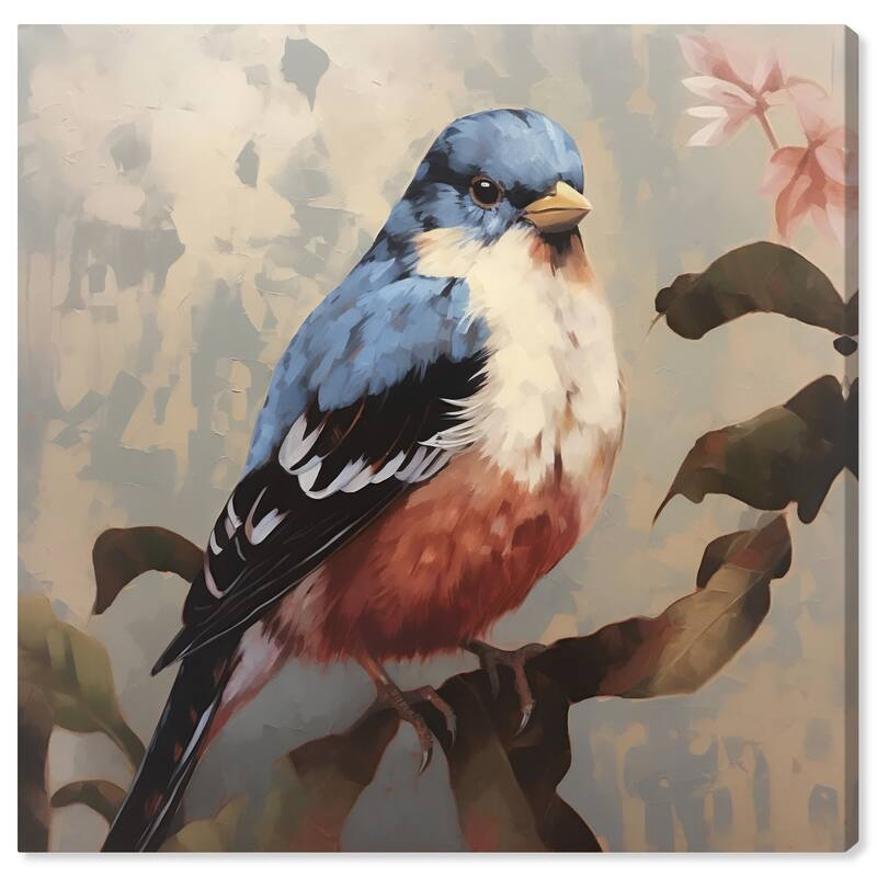 Wynwood Studio Canvas Animals Early Bird I Blue and Copper Traditional Wall Art Canvas Print