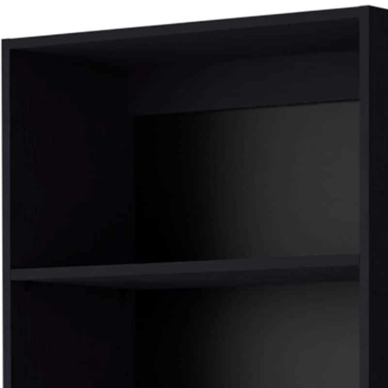 HomeRoots 71" Black Five Tier Bookcase with Two doors