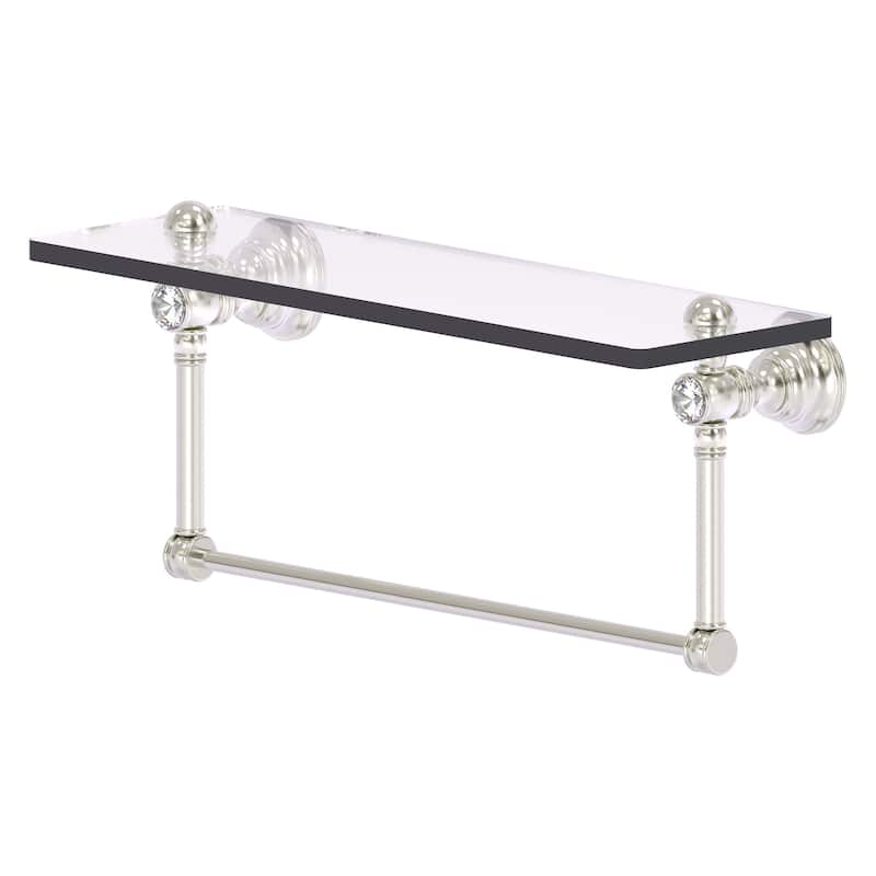 Allied Brass Carolina Crystal Collection 16 Inch Glass Shelf - Satin Nickel
