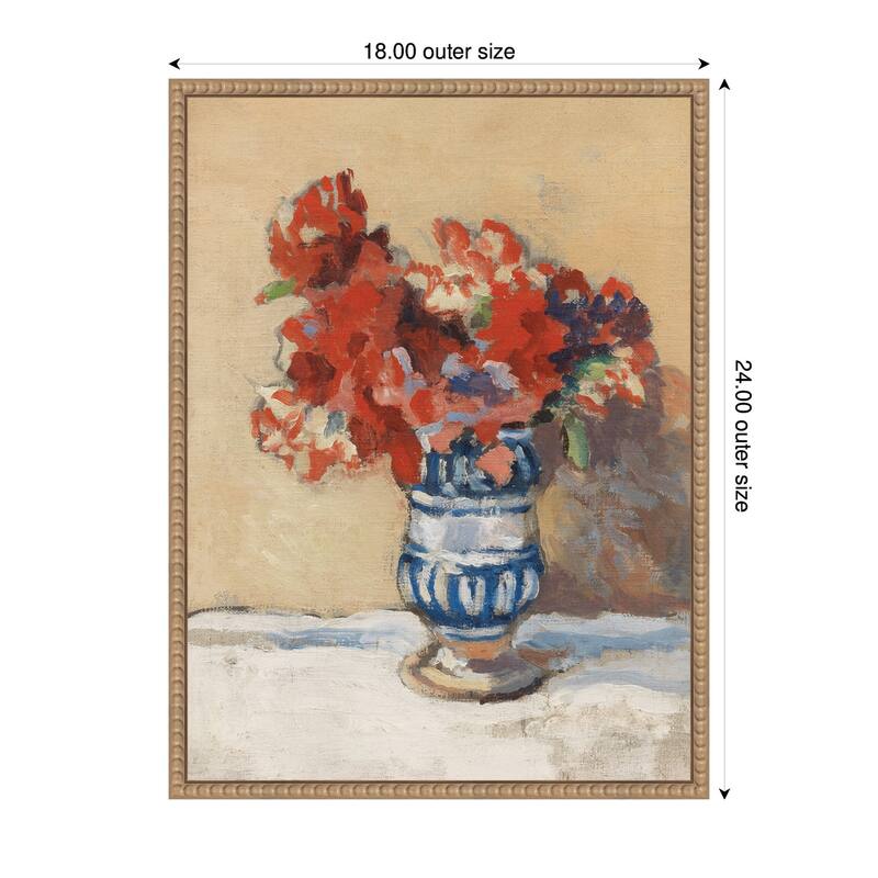 Kate and Laurel Flowers in a Blue Vase by Christopher Wood by Nostalgia Prints Framed Canvas Wall Art Print