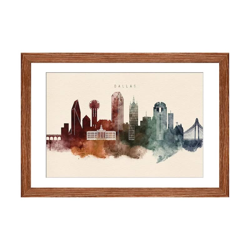 iCanvas "Dallas Desert Skyline" by WallDecorAddict - Walnut - 16x24x1