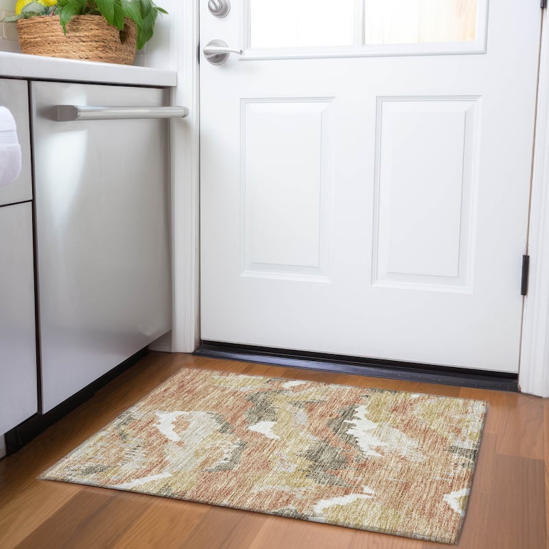 Machine Washable Indoor/ Outdoor Chantille Ombre Abstract Rug