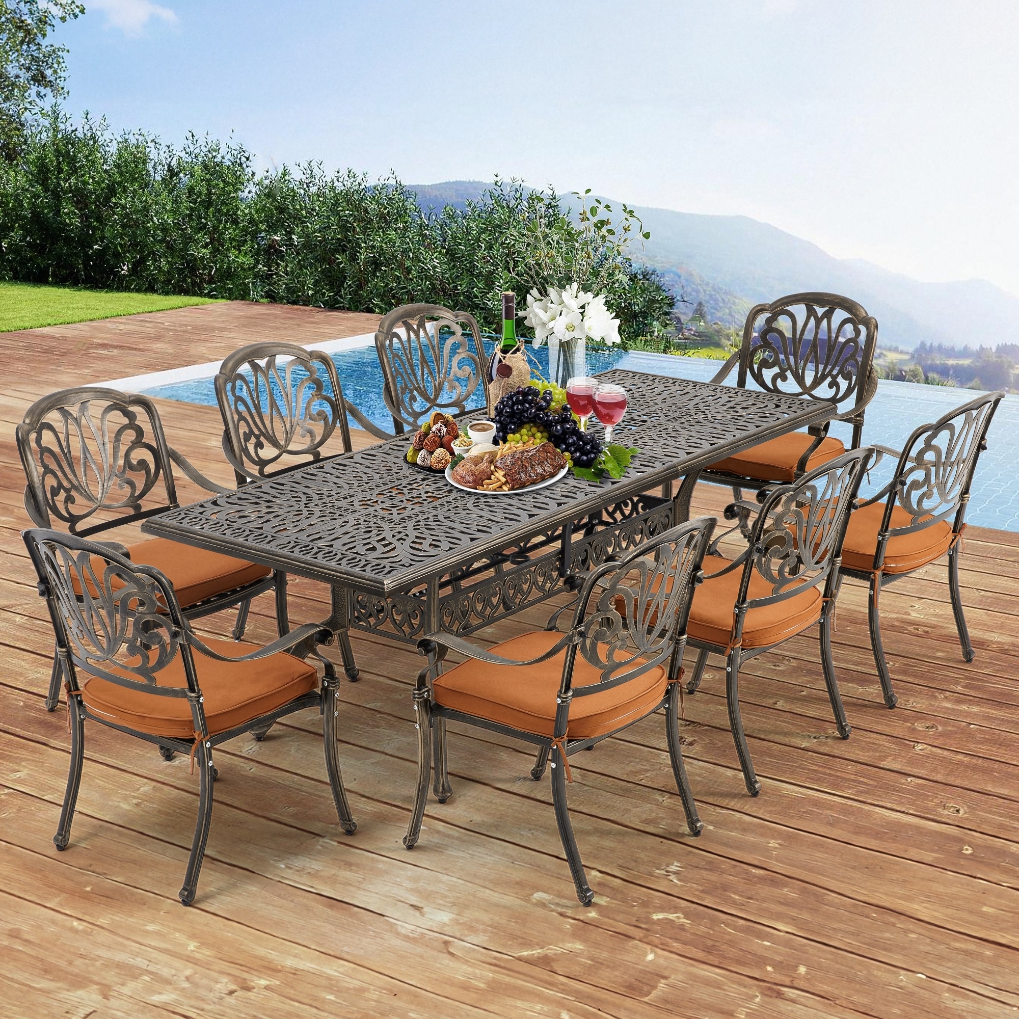 Fortunoff Backyard Piece Cast Aluminum Outdoor Dining Set Hanover