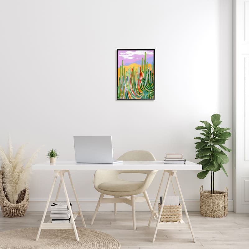Stupell Modern Desert Scenery Cactus Plants Framed Giclee Texturized Wall Art, Design By Laura Marr