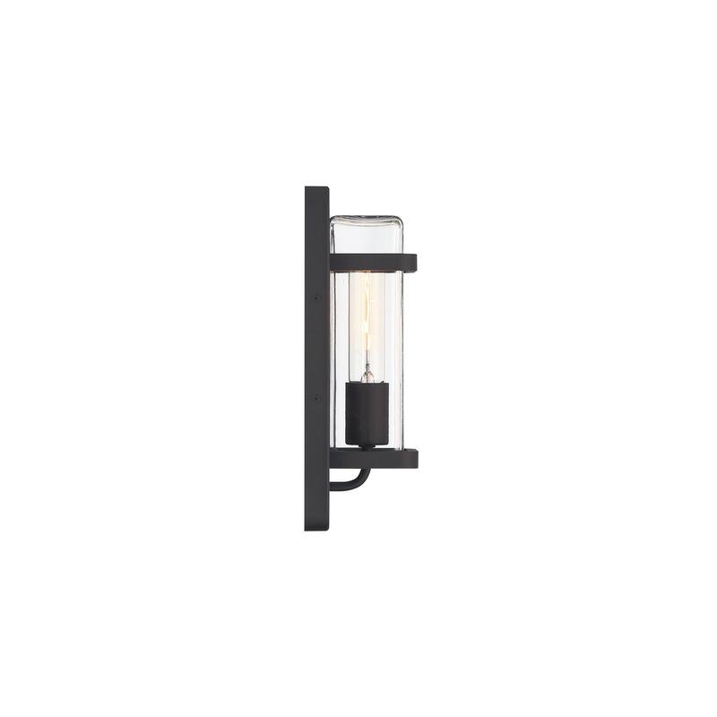 Pearl Street 6 in. 1-Light Black Modern Outdoor Wall Lantern with Clear Glass Shade - 12