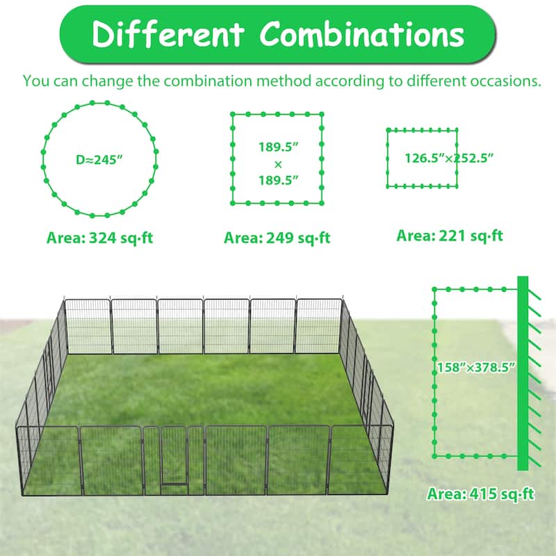 Foldable Dog Playpen - 24-Panel Pet Fence with Lockable Door for All Dog Sizes, Ideal for Outdoor, RV & Camping