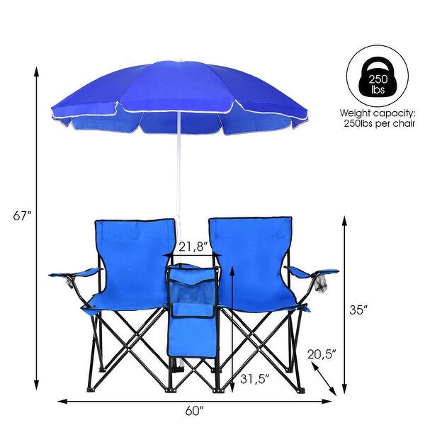 Folding Picnic Beach Camping Double Chair+Umbrella Table Cooler Fishing Travel Folding Picnic Beach Camping Double Chair+Umbrella Table Cooler Fishing Travel