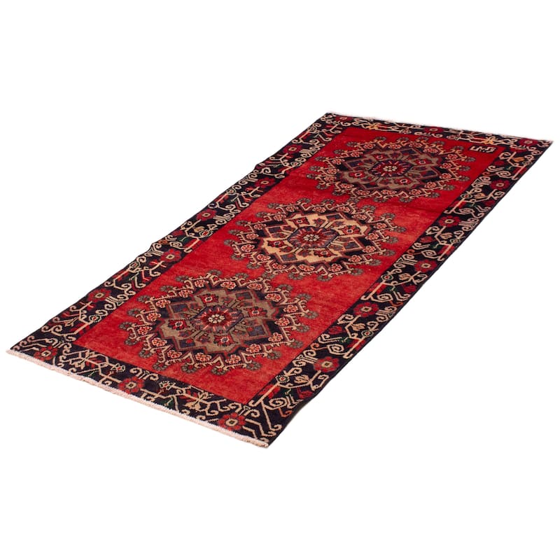 ECARPETGALLERY Hand-knotted Andelz Red Wool Rug - 3'11 x 7'1