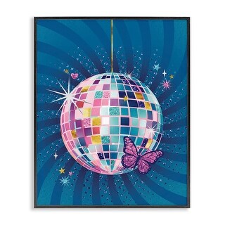 Stupell Disco Ball with Butterfly Framed Giclee Art Design By Courtney ...