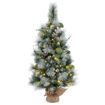 Gymax 3 FT Artificial Christmas Tree w/ 98 Branch Tips Pine Needles