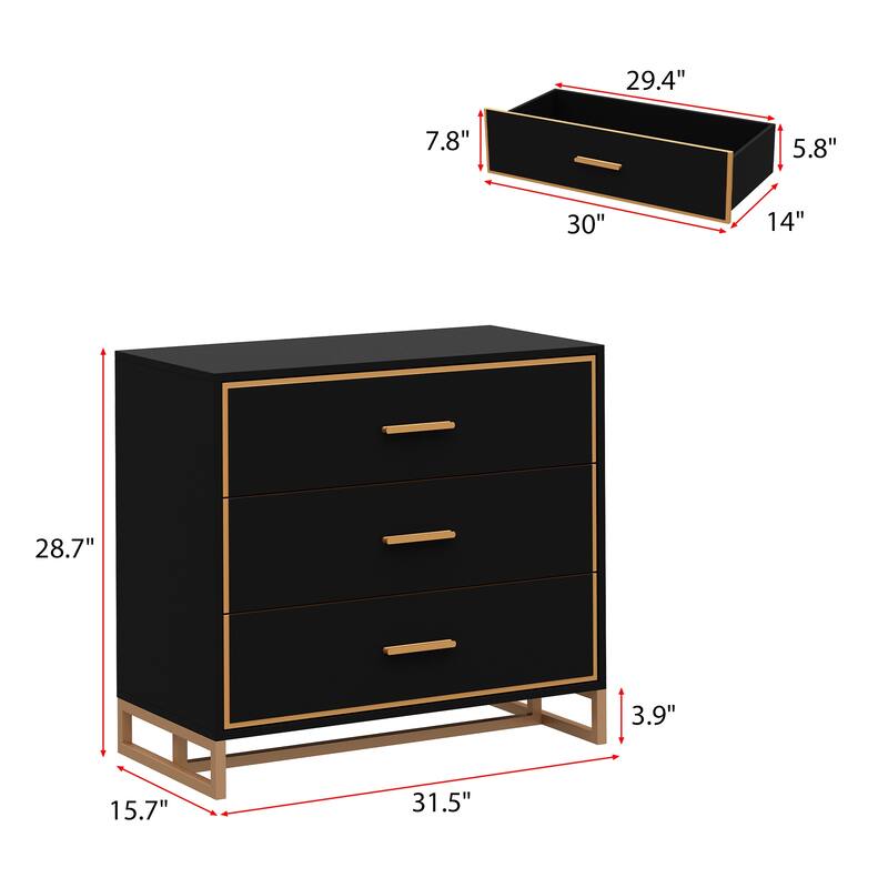Luxurious Black and Gold Storage Cabinet Nightstand: Modern Design, Ample Storage & Practical Features