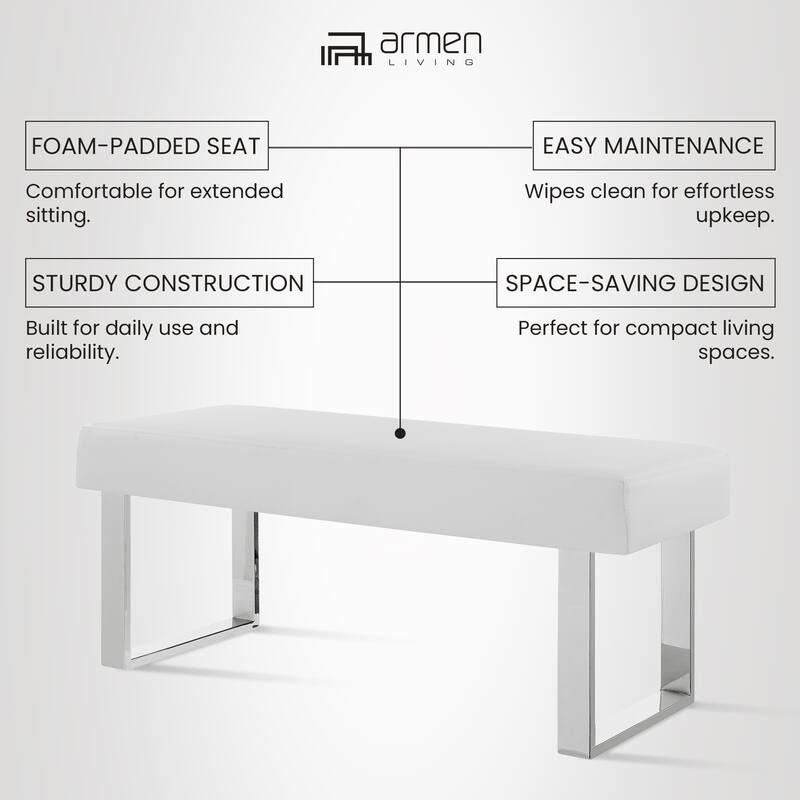 Strick & Bolton Natalia Faux Leather 48" Entryway Dining Bench