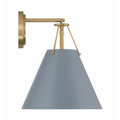 Xavier 1 Light Vibrant Gold and Blue Sconce - 10"W x 12.5"H x 10.5"D