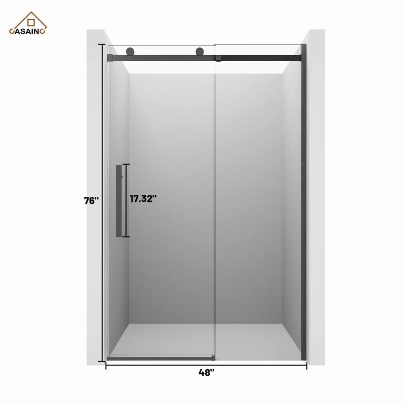 CASAINC 48 in. W x 76 in. H Sliding Frameless Shower Door with SGCC Certification