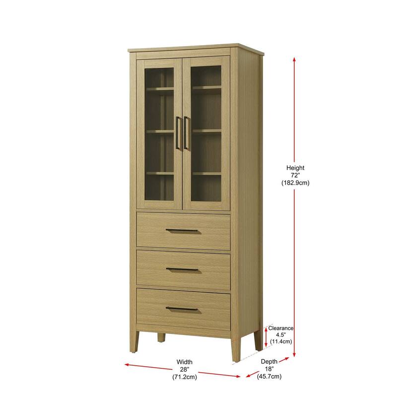 Laura 16-28 Inch Bath Storage Glass Cabinet