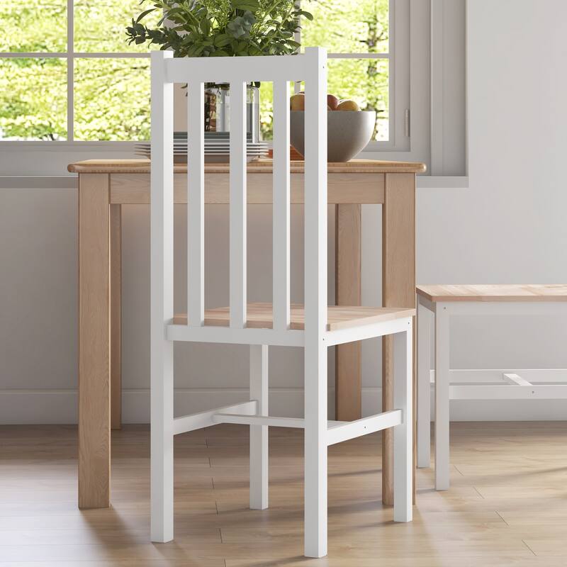 Farmhouse Armless Dining Chairs with Slat Back (Set of 4)