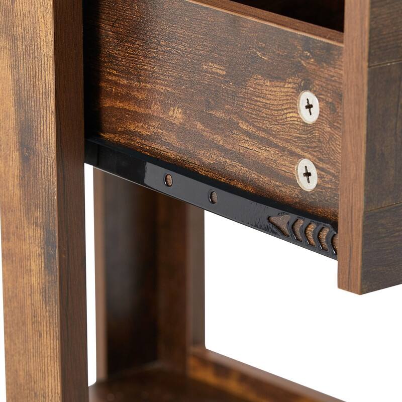 15.75" Rattan Side table with Drawer