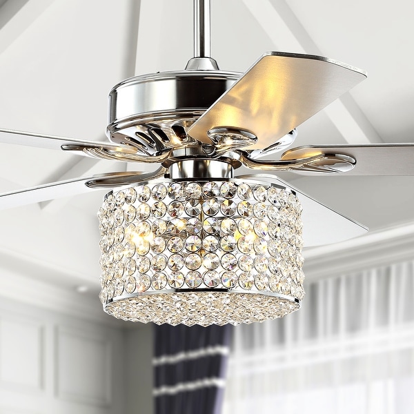 Brandy 52" 3-Light Crystal LED Ceiling Fan With Remote, by JONATHAN Y. Opens flyout.