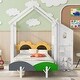 preview thumbnail 9 of 16, Twin Platform Bed with Windmill, Flower Decor & Desk - House Bed Style
