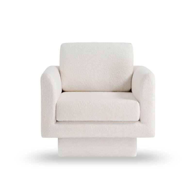 Boucle Swivel Chair with Thick Cushion