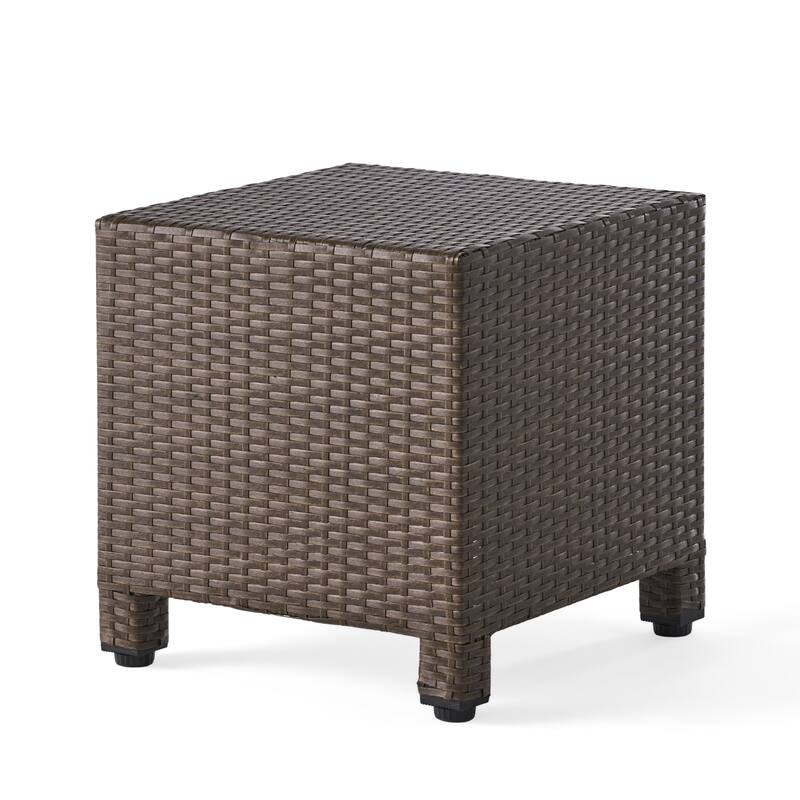 18" Modern Square Accent Table with Long-Lasting Woven Finish for Living Room