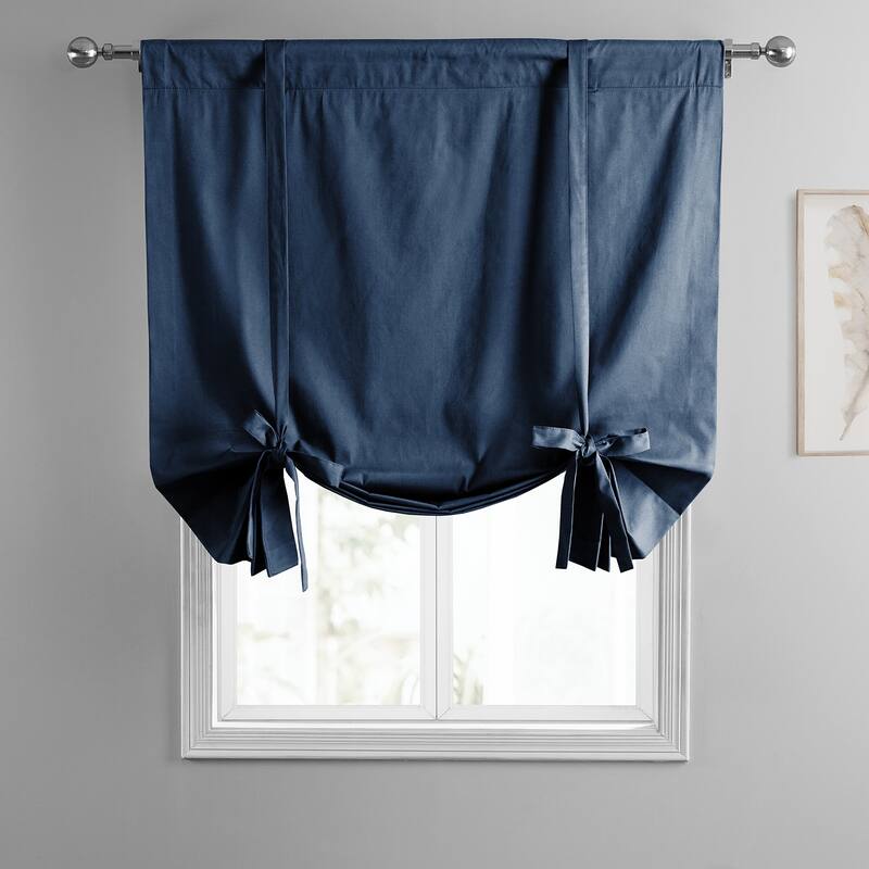 Exclusive Fabrics Solid Blackout Cotton Tie-Up Window Shade (1 Panel)