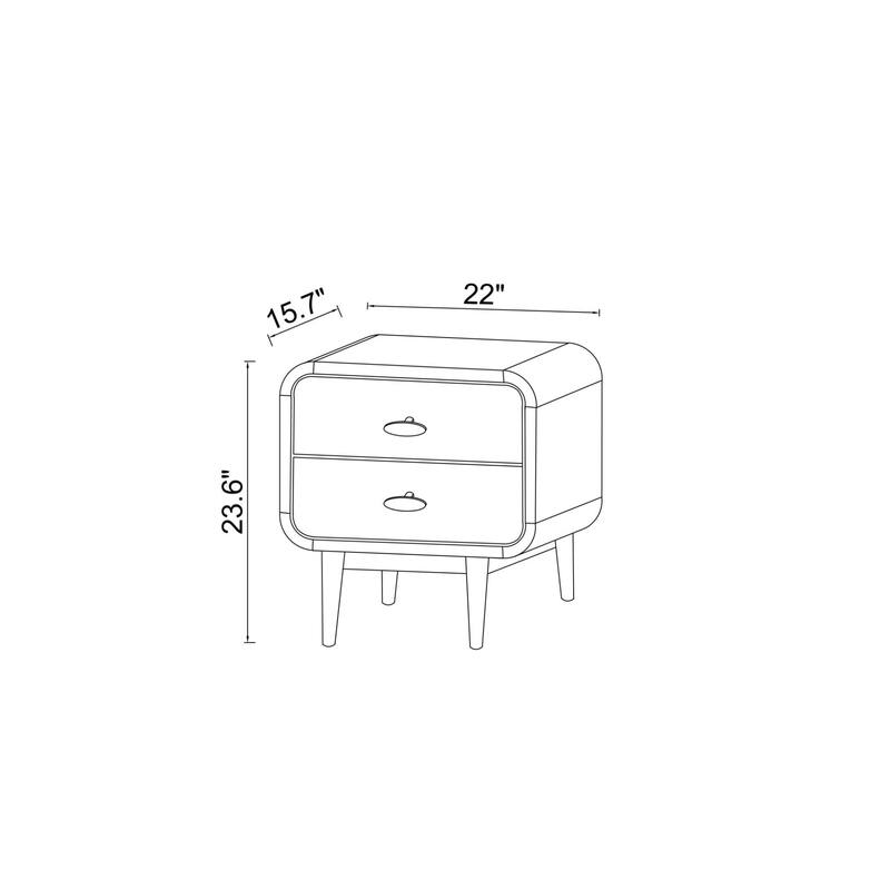 GDFStudio - Alexa Modern Mid-Century Nightstand with Solid Wood Frame & Tapered Legs