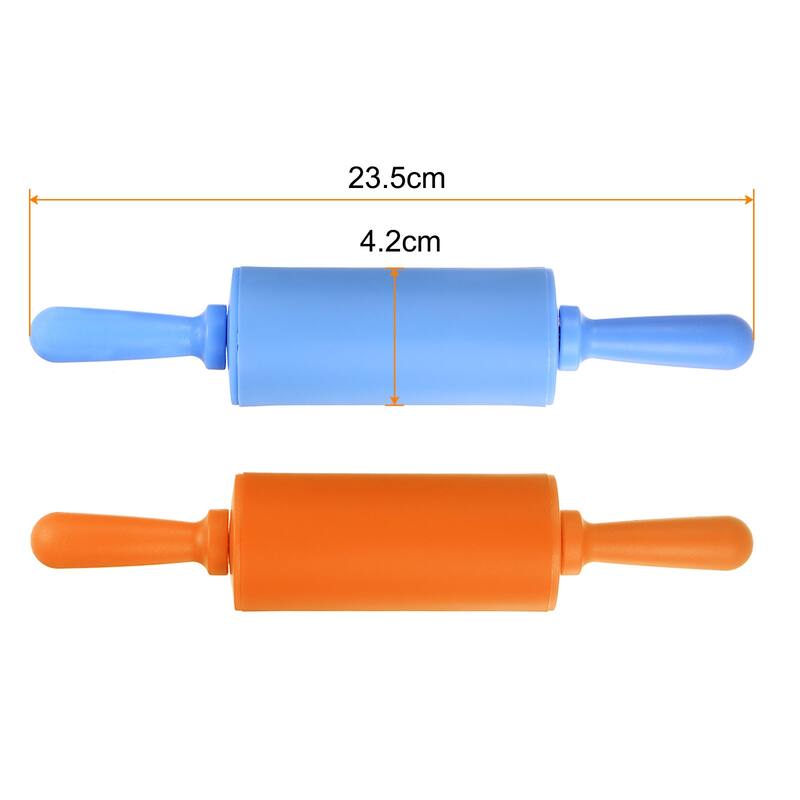 Silicone Rolling Pins for Baking 23.5cm x 4.2cm Blue & Orange - Blue & Orange - Blue & Orange