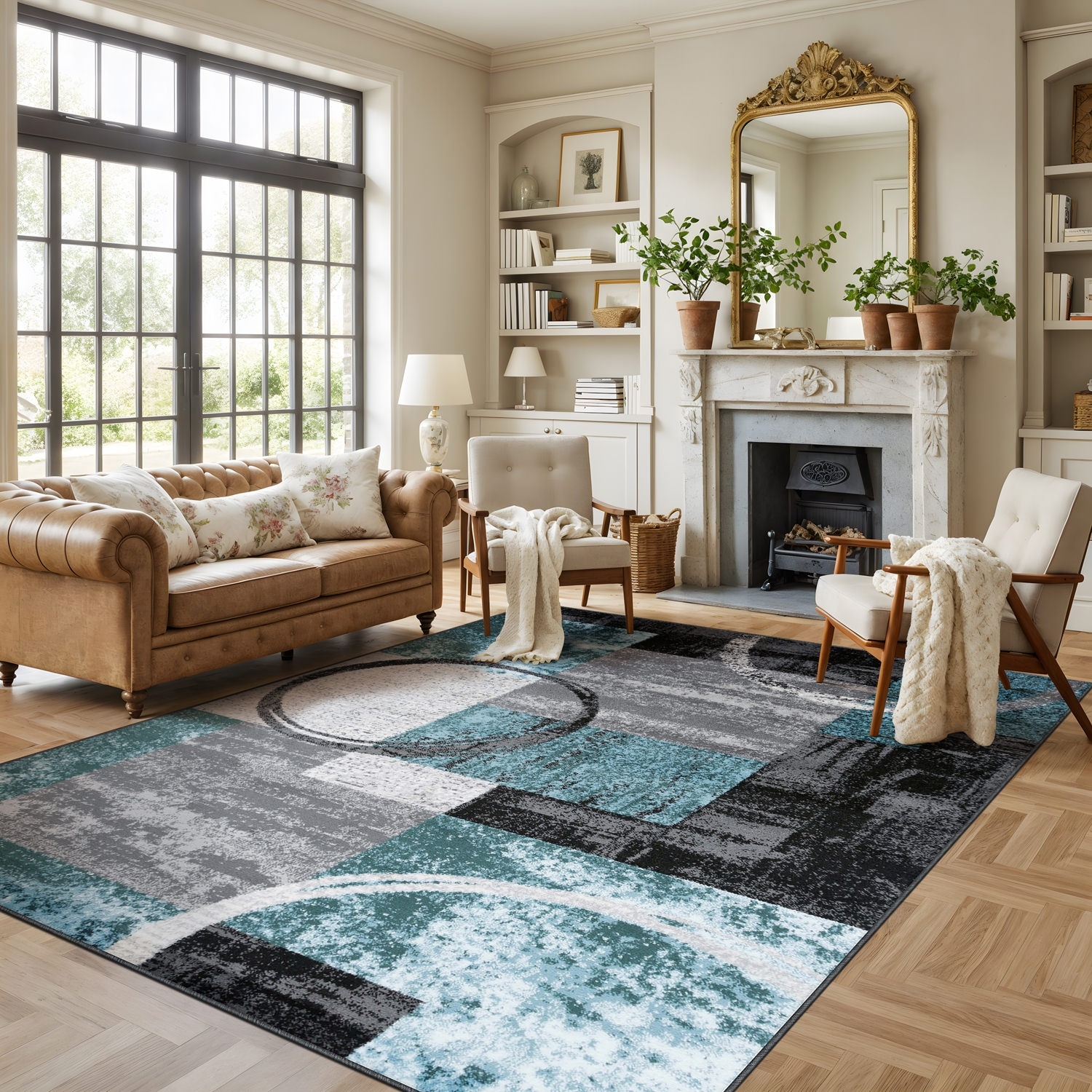 World Rug Gallery Abstract Polypropylene Machine-Made Circle Area Rug