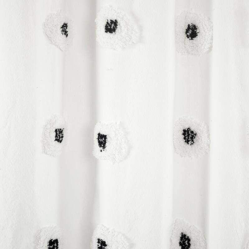 Lush Decor Boho Circle Tufted Yarn Dyed Eco-Friendly Recycled Cotton Shower Curtain Single