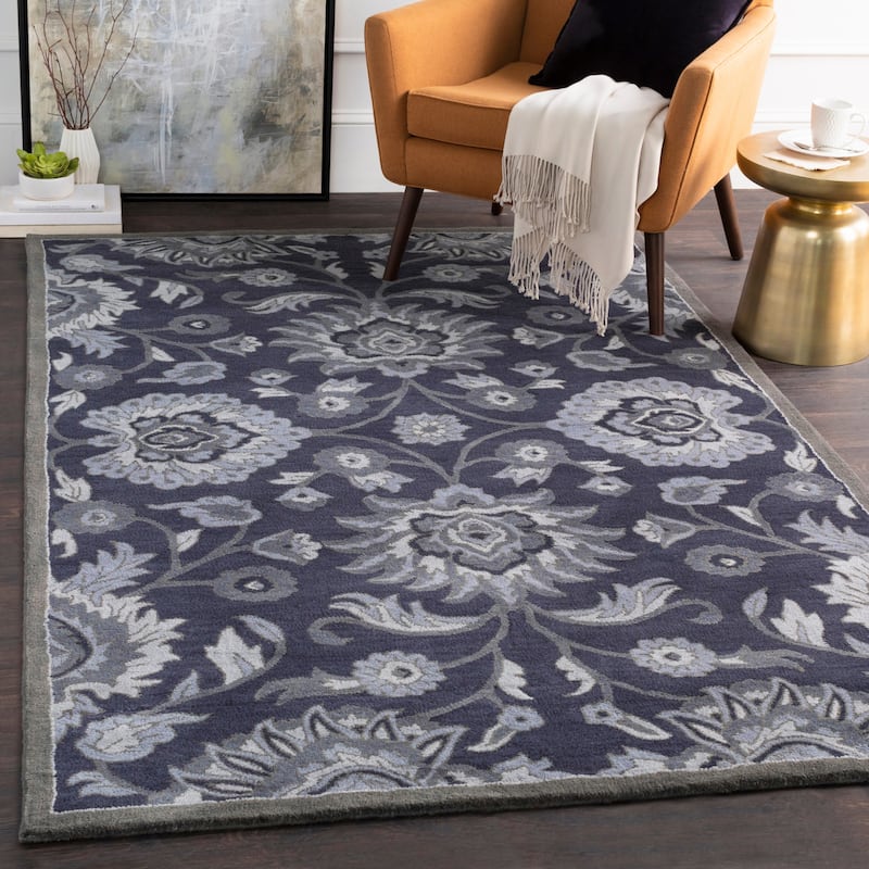 Patchway Handmade Classic Floral Wool Area Rug