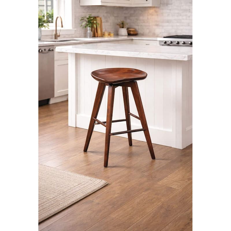 Bali Backless Wood Swivel Indoor Barstool - Cappuccino - Counter Height