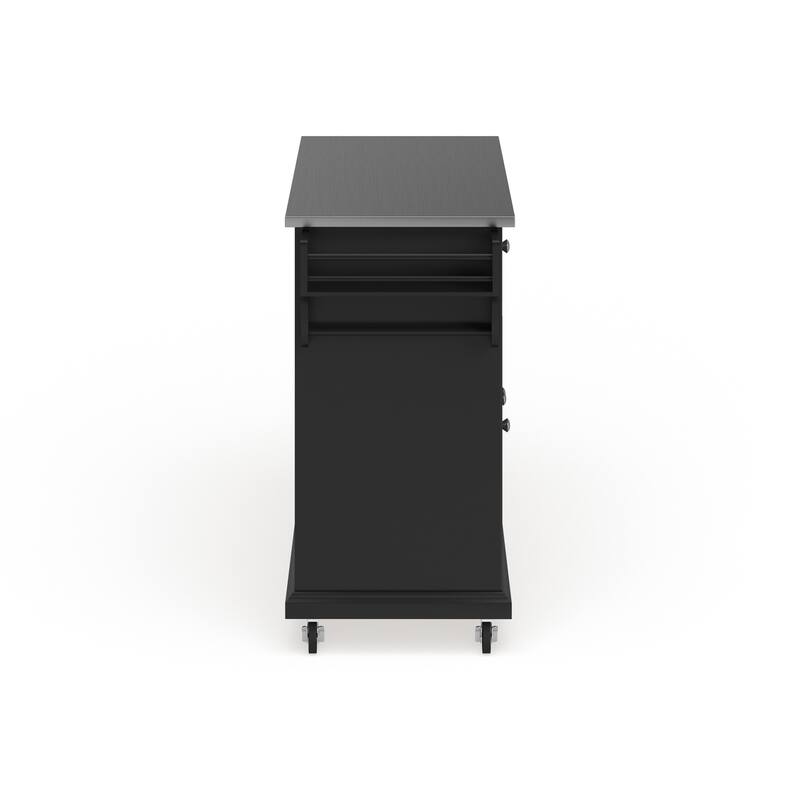 Crosley Full Size Black Finish Stainless Steel Top Kitchen Cart/ Island - 18"d x 51.5"w x 36"h