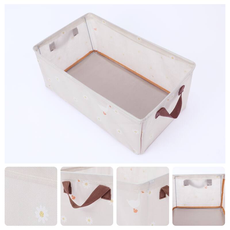 Storage Cube, 1 Pack Fabric Storage Bins with Handles for Shelves Closet, Collapsible Storage Basket for Organizing Clothes - Beige