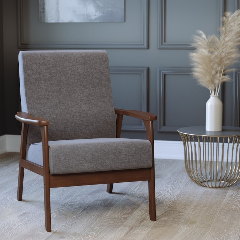 Mid-Century Modern Arm Chair with Wooden Frame and Arms