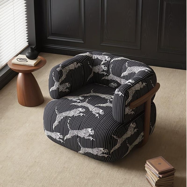 Zebra Striped Oversized Accent Chair with Fixed Back - Bed Bath