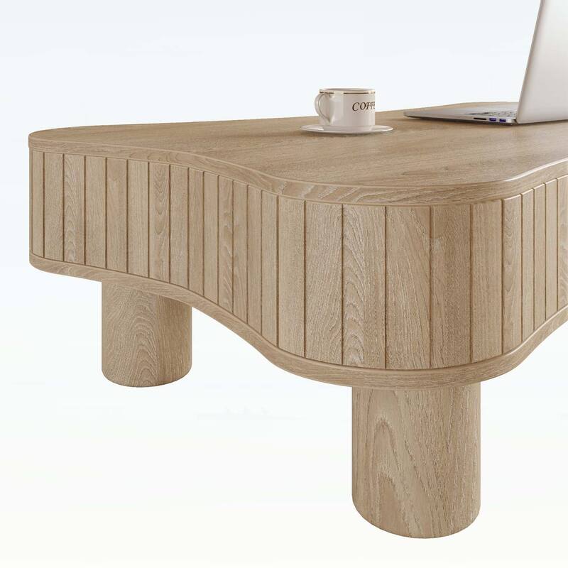 Lift Top Coffee Table with Fluted Panels,Hidden Storage,and Silent Hydraulic Lift for Modern Living Rooms