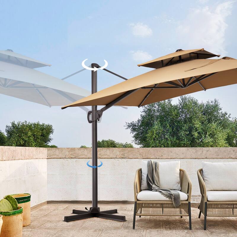 VredHom 9 FT x 12 FT Outdoor Patio Dual Top Cantilever Umbrella