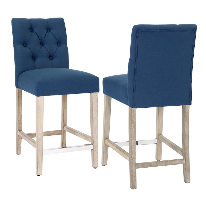 Carter 24" Classic Button Tufted Counter Stool Gray Finish (Set of 2)