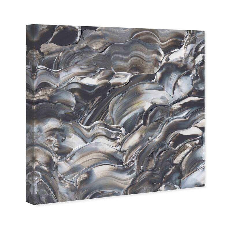 Wynwood Studio Canvas Abstract Melting Metals Gray and Silver Modern & Contemporary Wall Art Canvas Print