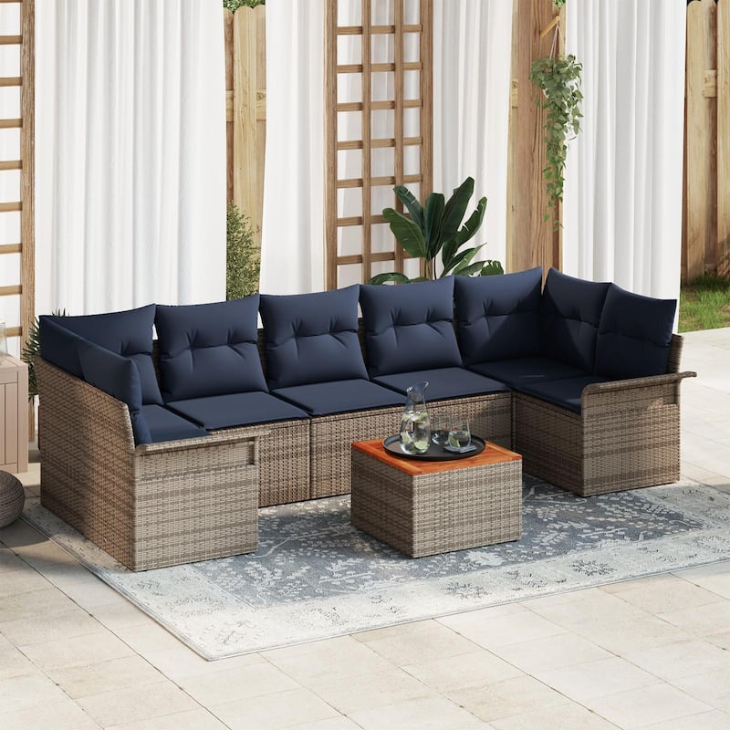 vidaXL 8 Piece Garden Sofa Set with Cushions - 113.8×52.2×27.2 - Grey