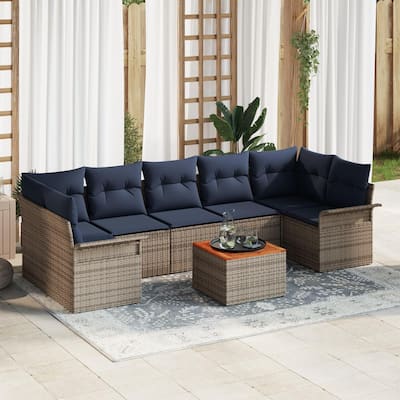 vidaXL 8 Piece Garden Sofa Set with Cushions - 113.8×52.2×27.2
