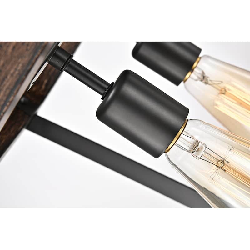 Wood and Oil Rubbed Bronze 4-Light Lantern Chandelier - Wood and Oil Rubbed Bronze