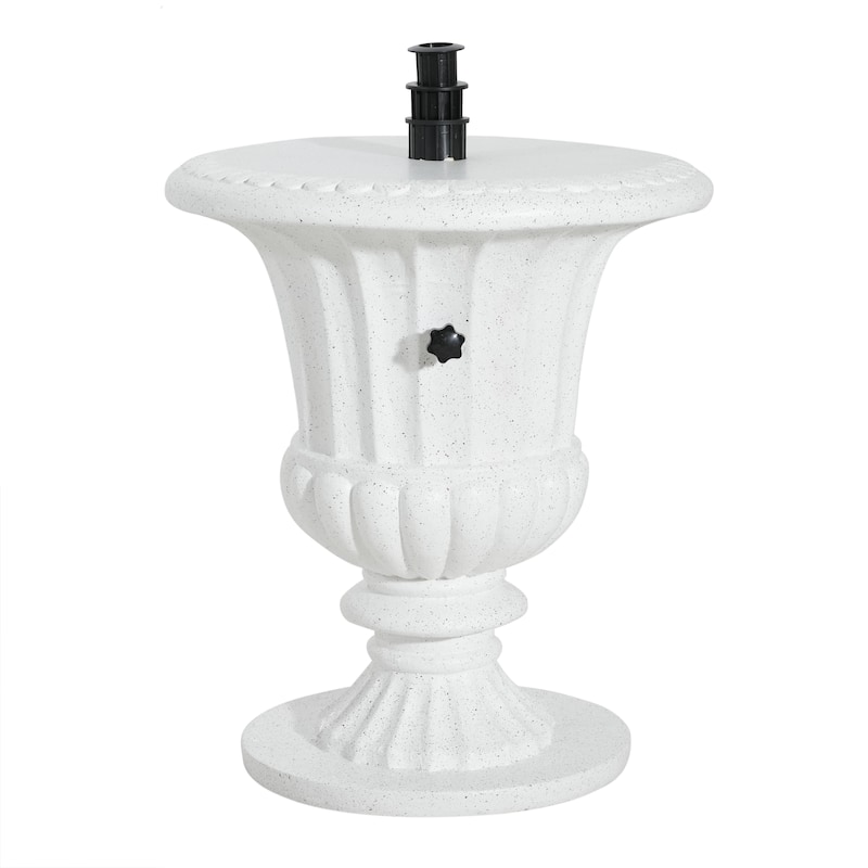 Roomfitters Adela Outdoor Patio Side Table Umbrella Base with Sand Filling Design, MGO White Marble Finish