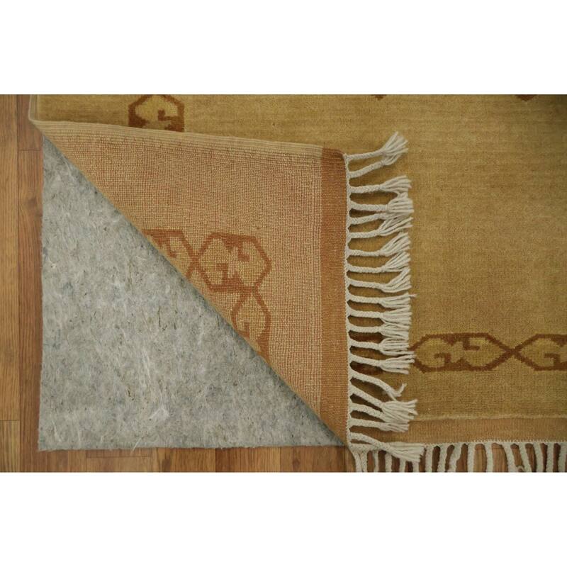 Hand Knotted Oriental 100% Wool Carpet Tribal Geometric Yellow & Gold Gabbeh Area Rug - 4' 8'' X 3' 6''