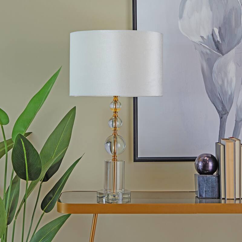 Crystal Orbs Style Base Room Table Lamp with Drum Shade - Gold - CosmoLiving by Cosmopolitan
