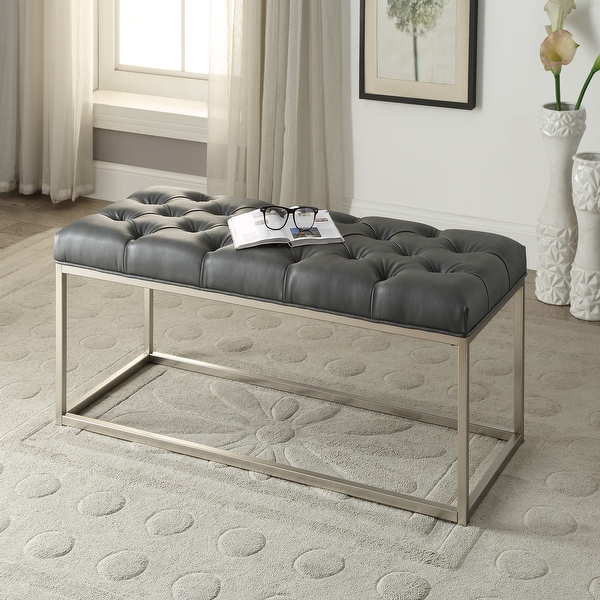 Grey sales tufted bench