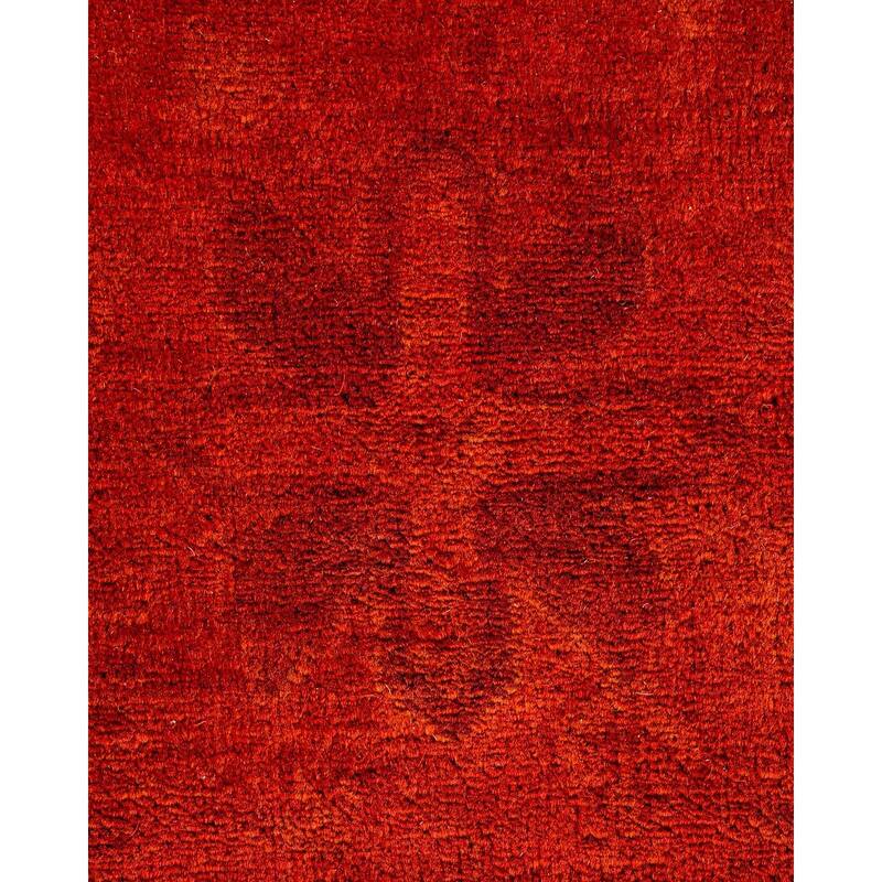 Overton Hand Knotted Wool Vintage Inspired Modern Contemporary Overdyed Orange Area Rug - 9' 1" x 11' 7"