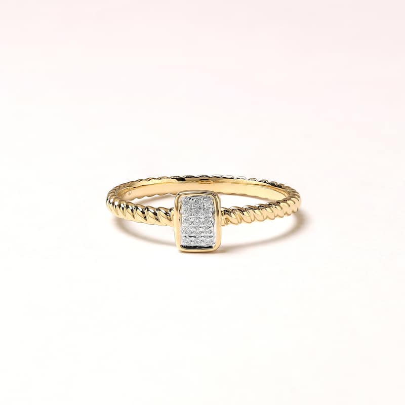 1/20ct TDW Diamond Cluster Ring in Gold Plated Silver for Women - 6.5 - Yellow